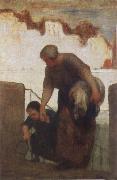 Honore  Daumier The Washer woman oil on canvas